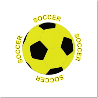 Soccer ball with yellow and black colors Posters and Art